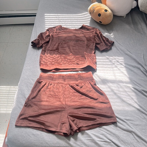 NWT ASOS Threadbare lounge velour short set in brown (price is firm) - Picture 6 of 12
